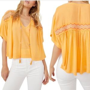 Free People | Embroidered Market Tee in Carrot Ginger | Medium New with Tag
